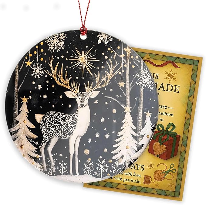 Reindeer Christmas Ornaments 2026, Scandinavian Christmas Decor Ornament, Dated Christmas Ornament 2026, Hanging Indoor Reindeer Christmas Decoration, Elegant Holiday Ornaments