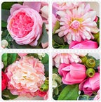 24 Inch Summer Wreaths for Front Door, Handcrafted Summer Wreath with Luxury Dahlias, Peony, Tulips & Roses, Summer Door Wreath for Holiday Farmhouse Indoor Outdoor Wall Home Decor