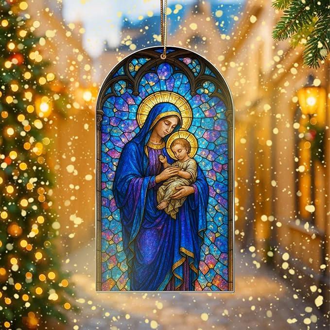 Hologram Nativity Ornament, Radiant Holy Scene Christmas Hanging Decor, Nativity Ornament, Christian Gifts for Mom, Luminous Window & Tree Decoration