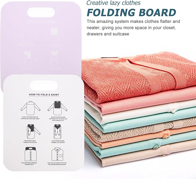 Cabilock 6-Pack Clothes Folding Boards for T-Shirts and Dress Shirts - Lightweight Space-Saving Organizer for Home Closets Drawers and Travel - Plastic Garment Folder 12X10 Inches