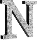 Qunclay 5.7" Silver Crystal Diamond Bling Letters Crushed Diamond Decoration Wooden Glitter Letter with Screw and Hooks Rhinestone Gift for Wedding Y2k Mcbling Bedroom Wall Decor (Letter N)