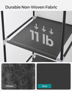 SONGMICS Portable Closet, Fabric Wardrobe, Clothes Rack with Shelves, Pockets, Large Capacity, 1 Hanging Rod, 34.6 x 17.7 x 66.1 Inches, Ink Black URYG84BK
