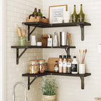 Fixwal Corner Shelves Wall Mounted Set of 5, Floating Shelves for Wall Bathroom, Kitchen, Bedroom, Home Decor, Laundry Room, Living Room (Black)