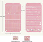 Hanging Jewelry Organizer Storage, 40 Pockets 36 Hooks Necklace Earring Necklace Bracelet Ring Organizer, Double - Sided Design, Pink