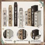 Lineshading 4 Pcs Farmhouse Table Decor Wooden Books Home Sweet Home Tiered Tray Decor Rustic Wood Block Sign Housewarming Gifts Neutral Centerpiece Farmhouse Stacked Decoration for Shelf Mantle