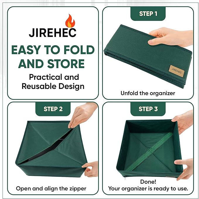 Drawer Organizer Clothes – Set of 6 Foldable Fabric Storage Bins for Dresser & Closet, Strong Structure, Fragrance Sachets Included, Organize Underwear, Socks, Baby Items, Green