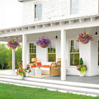 Artificial Faux Hanging Flowers Plants with Basket for Outdoor Spring Decoration, Fake Silk Daisy Outside Indoor UV Resistant Look Real Yard Patio Front Porch Garden Balcony Home Decor(MIx1)