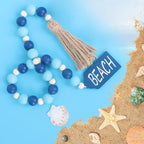 Meplait Wood Bead Garland, Coastal Tassel Garland with Beach Tag Boho Farmhouse Decor for Tiered Tray Table Centerpiece Wall Home Decoration
