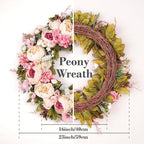 Peony Wreath 23'' Spring Wreaths for Front Door, Artificial Large Floral Wreath for Front Door Wall Decor, Valentine’s Day Home Wedding Housewarming Gift EZsenses (Light Pink)