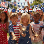 HyDren 40 Pcs 4th of July Ornaments 1.2 Inch Mini Patriotic Tree Decorations 250th Anniversary Memorial Day Independence Day Ornaments Red White Blue Eagle Star Ball Decorations for Holiday Party