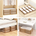 Wisuce Bamboo Under Bed Storage Containers- Underbed Organizer with Wheels with Large Dust Bag,Sturdy Wood Rolling Under the Bed Shoe Storage Organizer Drawer 2 Packs (Walnut, Long)