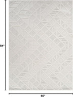 Modern Micro Loop Indoor Area Rugs for Living Room Bedroom Kitchen Geometric Square White 5x7 Luxury Durable Low and High Pile Non-Shedding Stain Resistant Soft Area Carpet 5 x 7