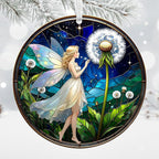 2025 Christmas Ornaments, Christmas Tree Ornaments Acrylic, Faux Stained Glass Effect White Elephant Gifts Exchange, Unique Suncatcher Xmas Stocking Stuffers for Women, Men (Fairy)