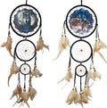 Remorelt Wolf Eagle Bear Dream Catcher Bedroom Wall Decor, Christmas Home Decoration, Room Accessory, White Moon Feather Decoration - Unique Home Craft Wall Pendant (DC25 6Inch Set 2 Wolf)