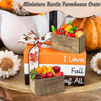 Miniature Vintage Rustic Farmhouse Crate - Retro Mini Farmhouse Tiered Tray Decor Wooden Milk Crate Fruit Flower Basket Decorative Box Miniature Garden Farm Accessories Home Decoration