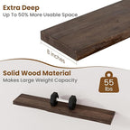 Floating Shelves for Wall Decor, Rustic Solid Elm Wood Live Edge Floating Shelves Wall Mounted, Wall Shelves with Invisible Bracket for Living Room Bathroom Bedroom Kitchen, 40 Inch Set of 1, Walnut