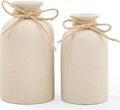 Hirdbrote Small Ceramic Vases for Decor 2-Piece, Flower Vase Vintage Decor Modern Farmhouse Rustic Home Decor, Wedding Centerpiece, Farmhouse Kitchen (5.5”& 4.7” Tall) (Beige & Black dot)