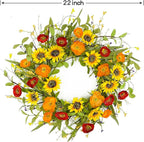 WreathDream Spring Summer Wreaths for Front Door Sunflower Wreath with Yellow Sunflower for Front Door Indoor Outdoor Farmhouse Home Wall Window Festival Wedding Decor