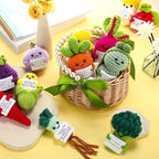 HunnmingRe 12 Pcs Cute Crochet Doll with Positive Card Soft Wool Animals Creative Knitting Dolls for Positive Support Inspirational Birthday Encouragement Gift(Vegetable Style)
