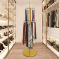 Gold Belt Display Scarf &Ties Rack Stand, 360° Rotation Floor Mounted Belt Hanger, Metal Men Closet Belt Organizer Holder Jewelry Necklaces Purse Hanger Shelf for Clothing Store Retail & Home