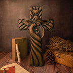 BGCOPPER Holy Family Wall Cross, Handmade Wooden Cross Wall Crucifix, Jesus Cross Wall Decor Art for Home Room Decor Christmas Gifts - 6 Inch