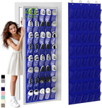 Unjumbly Over the Door Shoe Organizer with 40 Large Breathable Mesh Pockets, Space Saving Shoe Holder, Hanging Shoe Rack for Entryway Bedroom Closet Storage (Navy Blue, 40 Pockets)