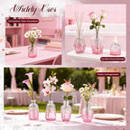 Der Rose Pink Glass Bud Vases Set of 30, Small Bud Vases for Flowers, Rustic Wedding Centerpieces and Home Decor