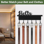 Belt Hanger Organizer for Closet, Wall Mount Belt Rack, Wooden Belt and Tie Organizer for Stores and Displays Mens Accessories (Length 9.8”) Black-Belts