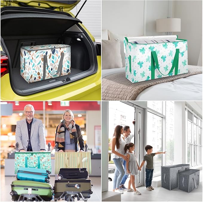 BALEINE 2-Pack Oversized Moving Bags with Reinforced Handles, Heavy-Duty Storage Tote for Clothes, Moving Supplies (Clover, 2-Pack)