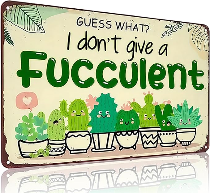 Bestylez Garden Gifts Vintage I Don't Give A Succulent Gardening Signs for Home Garden Greenhouse Living Room Bedroom Yard Outdoor Decor 8X12 Inch (3363)