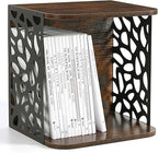 1 Cube of Magazine Rack, Modern Floor Magazine Holder with Rustic Wood & Metal Design, Large Capacity Stackable Organizer for Living Room & Office & Bedroom