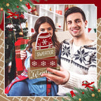 Lineshading 4 Pcs Christmas Table Decorations Ugly Sweater Christmas Decor Winter Tiered Tray Decor Xmas Centerpiece Decorative Ugly Sweater Block Signs Gift Farmhouse Xmas Decoration for Home Kitchen