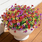 Artificial Flowers for Outdoors 12 Bundles Realistic Faux Silk Flower with Eucalyptus Stem, Fake Plants UV Resistant No Fade for Outside Planter Porch Patio Yard Window Garden Spring Summer Decoration