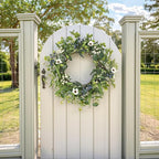 LZNPA 24 Inch Spring Summer Wreaths for Front Door Eucalyptus Wreath with Blue Berries Elegant Durable Greenery Front Door Wreath for Outside Wedding Farmhouse Porch Wall Room Home Decor
