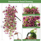 Artificial Hanging Flowers Plants for Outdoor Spring Decoration, 2PCS Faux Silk Daisy UV Resistant Look Real for Outside Home Indoor Planter Porch Garden Yard Decor(Light Purple Red)