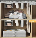 2-Pack Under Bed Storage Containers, 4.5 Inches Tall Low Profile Underbed Clothes Storage Organizer Bin with Sturdy Sidewalls/Bottom, Underbed Storage Bins 2 Storage Thin Bins