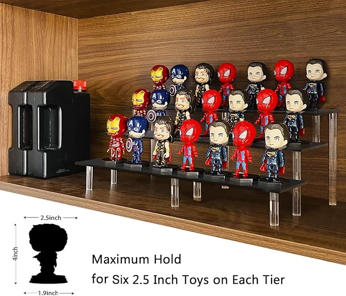 AZEAM 2 Packs 15 3/4 inch Acrylic Riser Display Stand Shelf Clear 3 Tier Display Shelves Compatible with Figures Cupcake Stand Food Dessert Holder