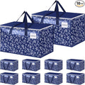 HomeHacks Moving Bags, Extra Large Size Moving Boxes, Heavy Duty Luggage Bags with Smooth Zipper and Sturdy Handles, Large Capacity & Easy Loading Storage Totes for Space Saver 100L, 10-Pack, Blue