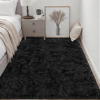 Fluffy 4x6 Area Rugs for Living Room Bedroom: Ultra Soft Shag Rug Non-Slip Non-Shedding Small Plush Bedside Rug Indoor Floor Carpets for Kids Room Playroom Entryway Nursery Dorms Home Decor Black