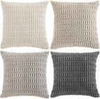 Fancy Homi 4 Packs Decorative Throw Pillow Covers for Living Room Couch Bed, Modern Farmhouse Boho Home Décor Accent Cushion Case, 28" x 28", Grey Series