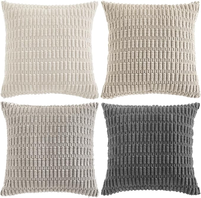 Fancy Homi 4 Packs Decorative Throw Pillow Covers for Living Room Couch Bed, Modern Farmhouse Boho Home Décor Accent Cushion Case, 28" x 28", Grey Series