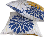 Flower Throw Pillow Covers 18x18 Set of 2, Flowers Pillow Cushion Cases, Modern Decorative Square Pillowcases for Sofa Couch Bedroom Living Room Car (18X18in Set of 2, Beige Flower) (2QE3005)