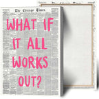 Drimiler What If It All Works Out Poster Retro Newspaper Pink Font Canvas Wall Art Positive Affirming Quote Minimalist Prints Painting For Home Bedroom Dorm Wall Decor 12x16in Wframed