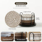 Lazebox Coasters Set of 8 for Drinks, 4 Inch Large Coasters for Coffee Table, Tabletop Protection for Hot & Cold Drinks, Versatile Coasters for Home Decor, Non-Slip & Easy to Clean, Brown