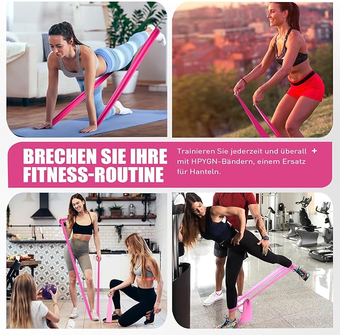 HPYGN 3 Levels Non-Latex Exercise Bands for Physical Therapy & Yoga, Professional Resistance Bands Set for Working Out, Strength Training, Pilates & Rehab, TPE Elastic Stretch Bands for Seniors, Women