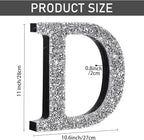 Qunclay 12'' Silver Crystal Diamond Bling Letters Crushed Diamond Decoration Wooden Glitter Letter with Screw and Hooks Rhinestone Gift for Wedding Y2k Mcbling Bedroom Wall Decor (Letter D)