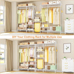Ulif F4 Heavy Duty Clothes Rack (With Hanger Rod) Freestanding Clothing Racks for Hanging Clothes，Adjustable Closet Organizer System, Portable Garment Rack 45"W x 15.8"D x 71.3"H,Max Load 600LBS,White