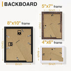 Vittanly Picture Frames Set of 10, Picture Frames Collage Wall Decor with Two 8x10, Four 5x7, and Four 4x6 Photo Frames, Gallery Wall Frame Set for Wall or Tabletop Display, Black, Brown and White