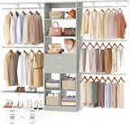 Closet System - 8FT Closet Organizer System with Wooden Drawers, 96" Closet Systems for Walk-In Closets with Cuttable Hanging Shelving, Green