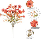 Artificial Fall Flowers Fake Mums for Outdoor Autumn Decoration, 12 Bundles Faux Silk Orange Yellow Mums Daisy Look Real UV Resistant for Outside Home Porch Patio Planter